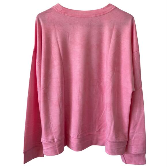 NEW JENNI INTIMATES Cozy Knit Long Sleeve Top Pink Tie Dye Size XL Crew Neck - Picture 2 of 4